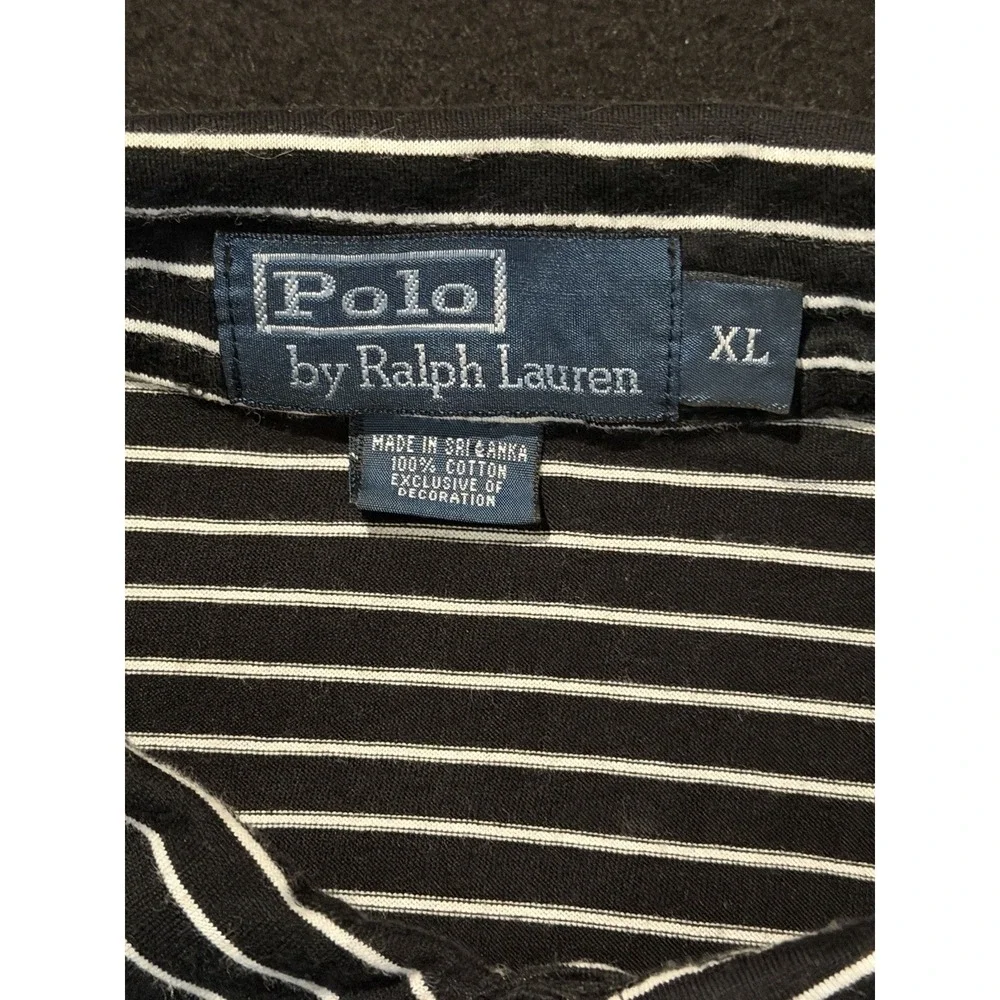 Polo Ralph Lauren Vintage Anchor Collection Black White Stripe Mens XL